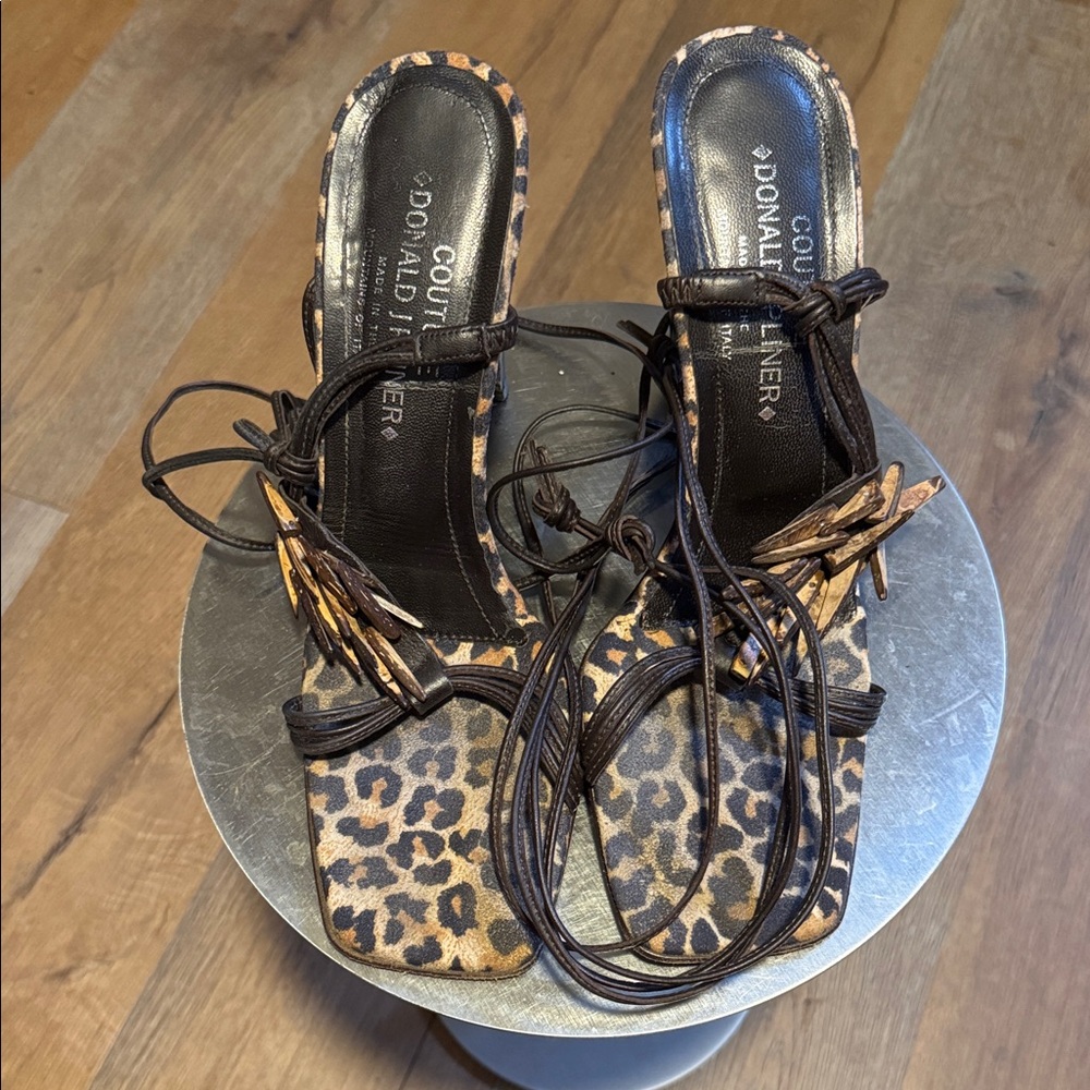 Donald J. Pliner Leopard Print Lace-Up Heels